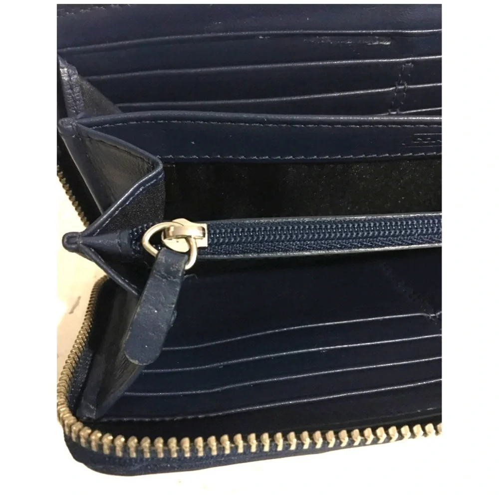 Coach navy blue leather wallet
